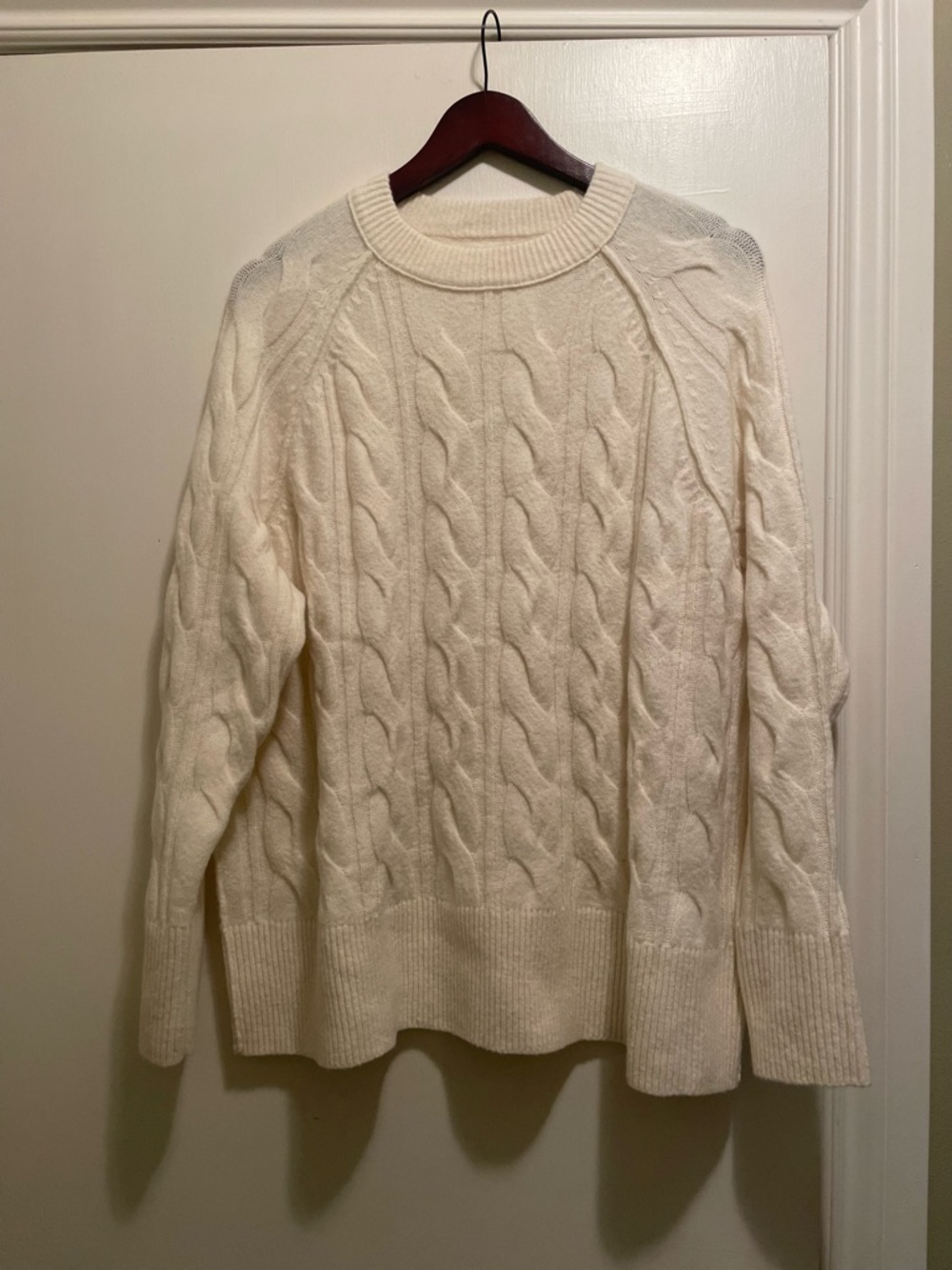 NWT - Aerie Cream Cable-Knit Crewneck Sweater Size Small
